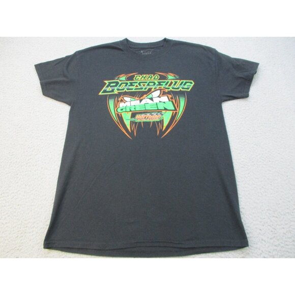 Sprint Car Shirt Mens Medium Chad Boespflug Dirt Track Auto Racing Mean Green 69 - Picture 2 of 7